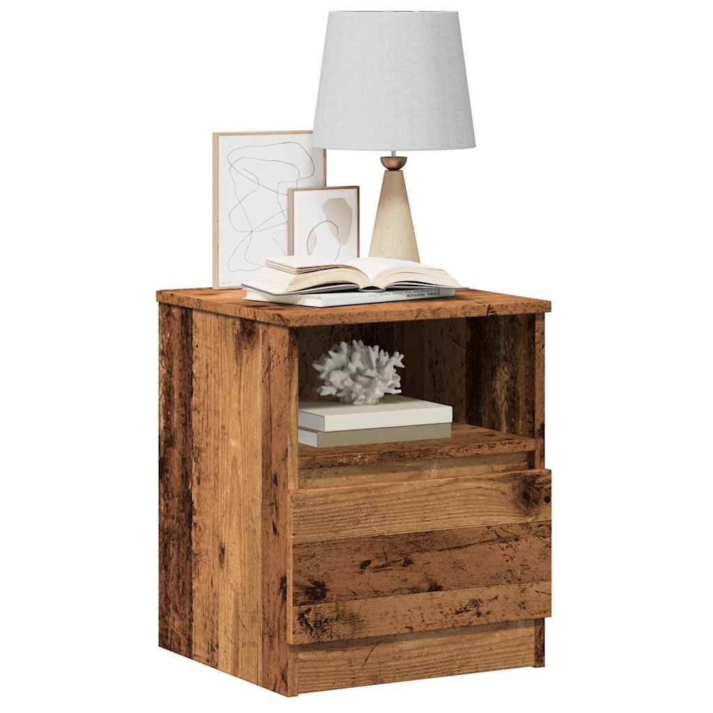 Comodini 2 Pz Legno Antico 40x40x50 Cm In Legno Multistrato