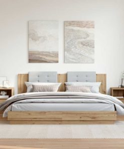 Comodini 2 Pz Rovere Artigianale 40x40x50 Cm Legno Multistrato