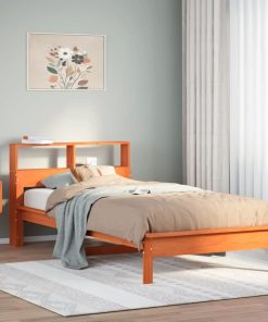 Letto Libreria Senza Materasso Marrone Cera 90x200 Cm In Pino