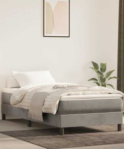 Materasso A Molle Grigio Chiaro 80x210x20 Cm In Velluto