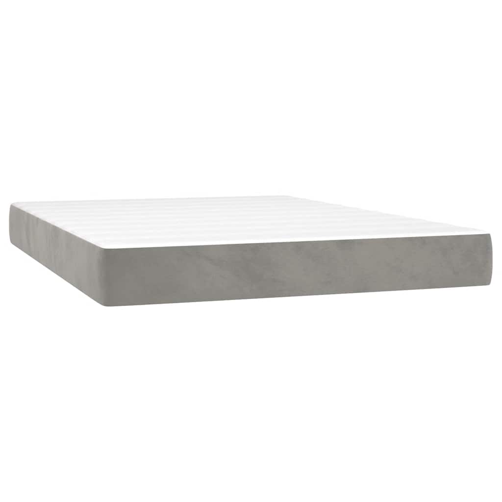 Materasso A Molle Grigio Chiaro 120x210x20 Cm In Velluto