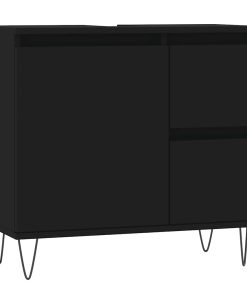 Armadietto Da Bagno Nero 65x33x60 Cm In Legno Multistrato