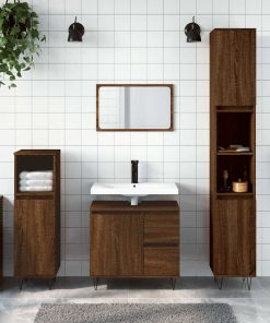 Armadietto Bagno Rovere Marrone 65x33x60cm In Legno Multistrato