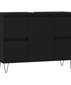 Mobile Da Bagno Nero 80x33x60 Cm In Legno Multistrato