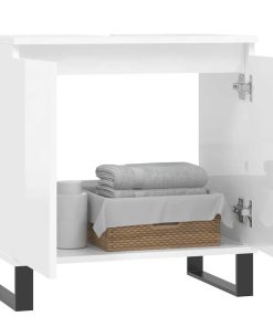 Armadietto Bagno Bianco Lucido 58x33x60cm In Legno Multistrato