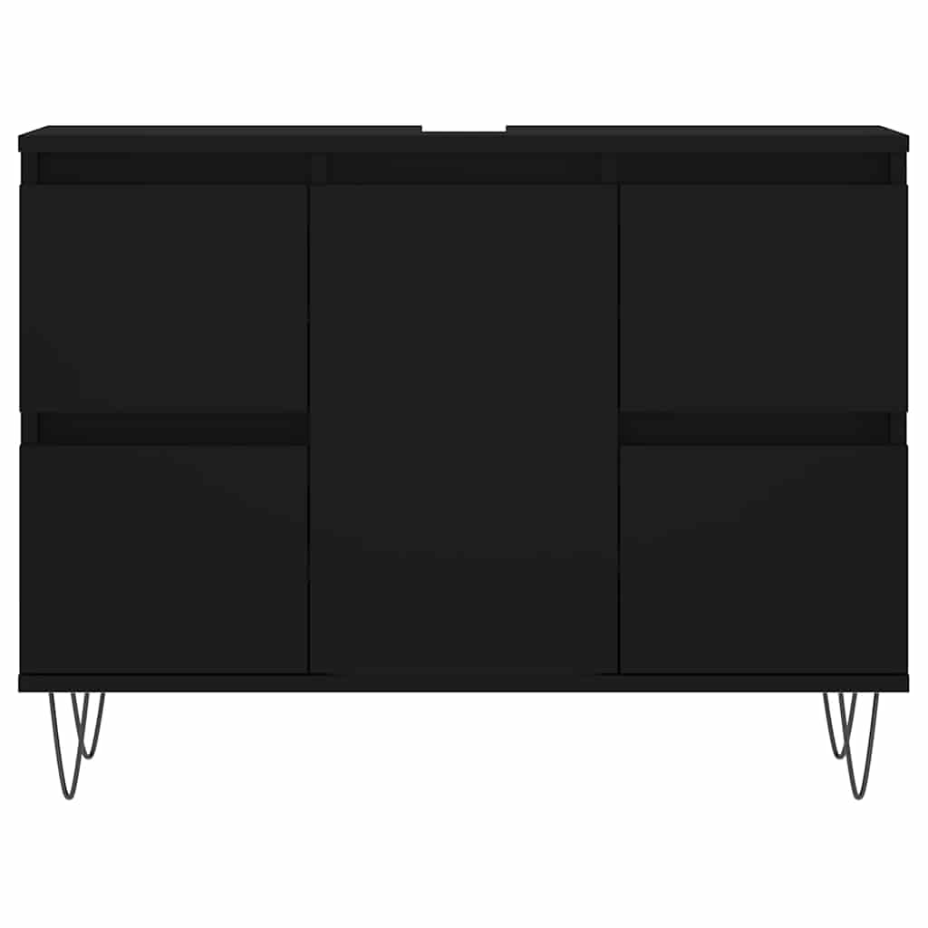 Mobile Da Bagno Nero 80x33x60 Cm In Legno Multistrato - Image 2