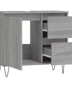 Armadietto Bagno Grigio Sonoma 65x33x60 Cm In Legno Multistrato