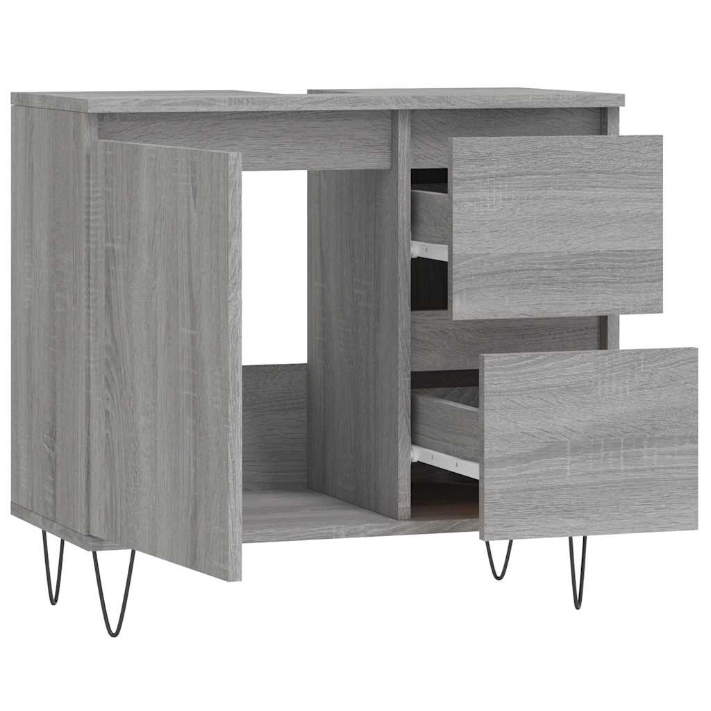 Armadietto Bagno Grigio Sonoma 65x33x60 Cm In Legno Multistrato