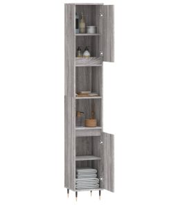 Armadietto Bagno Grigio Sonoma 30x30x190cm In Legno Multistrato