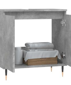 Armadietto Da Bagno Grigio Cemento 58x33x60cm Legno Multistrato