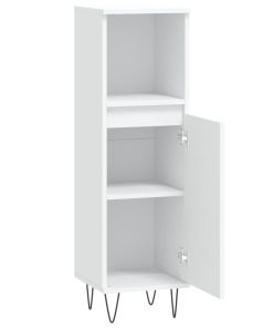 Armadietto Da Bagno Bianco 30x30x100 Cm In Legno Multistrato