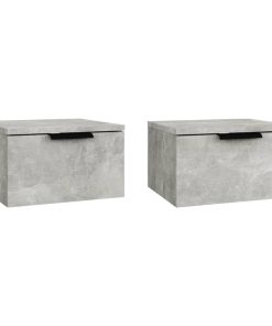 Comodini A Muro 2 Pz Grigio Cemento 34x30x20 cm