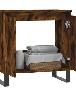 Armadietto Bagno Rovere Fumo 58x33x60 Cm In Legno Multistrato