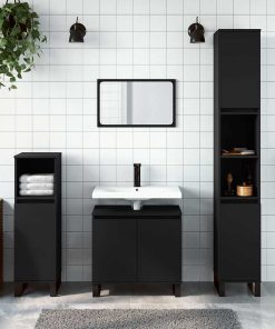 Mobile Da Bagno Nero 58x33x60 Cm In Legno Multistrato