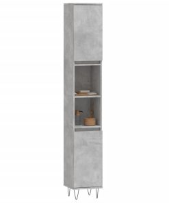 Armadietto Bagno Grigio Cemento 30x30x190 Cm Legno Multistrato