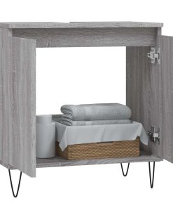 Mobile Da Bagno Grigio Sonoma 58x33x60 Cm In Legno Multistrato