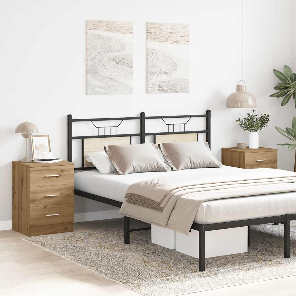 Comodini 2 Pz Rovere Artigianale 38x35x55 Cm Legno Multistrato - Image 3