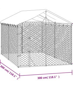 Cuccia Cani Da Esterno Tetto Argento 3x3x2,5 M Acciaio Zincato