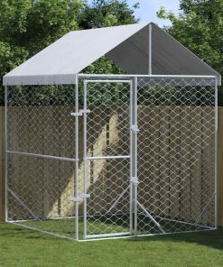 Cuccia Cani Da Esterno Tetto Argento 2x2x2,5 M Acciaio Zincato