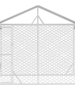 Cuccia Cani Da Esterno Tetto Argento 3x1,5x2,5m Acciaio Zincato