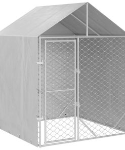 Cuccia Cani Da Esterno Tetto Argento 2x2x2,5 M Acciaio Zincato