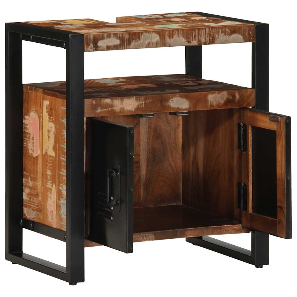 Mobile Da Bagno 55x35x60 Cm In Legno Massello Di Recupero - Image 4