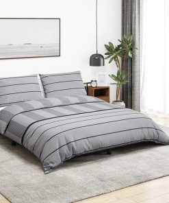 Set Copripiumino Grigio 140x200 Cm In Cotone