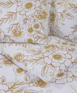 Set Copripiumino Bianco E Marrone 135x200 Cm In Cotone