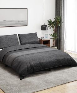 Set Copripiumino Grigio Scuro 200x200 Cm In Cotone