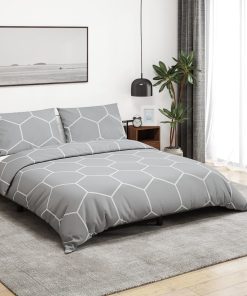 Set Copripiumino Grigio 140x200 Cm In Cotone
