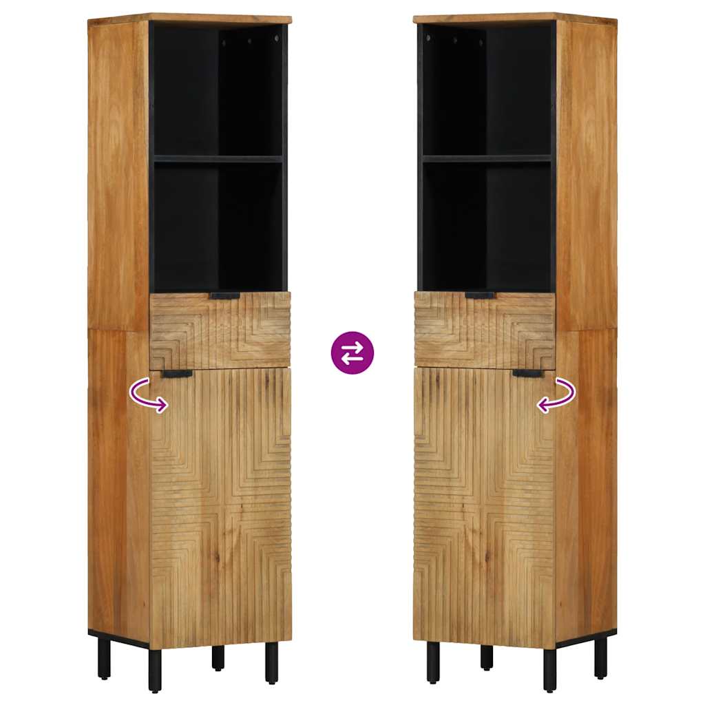 Mobile Da Bagno Marrone 38x33x160 Cm In Legno Massello Di Mango - Image 3