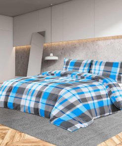 Set Copripiumino Blu E Grigio 140x200 Cm In Cotone