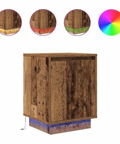 Comodini Con Luci A Led 2 Pz Legno Antico 38x34x50 cm