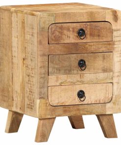 Comodino 37x32x50 Cm In Legno Massello Di Mango Grezzo