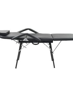 Lettino Da Massaggio Portatile In Similpelle 185x78x76 Cm Nero