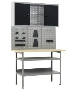 Banco Da Lavoro Con 3 Pannelli A Parete E 1 Armadietto