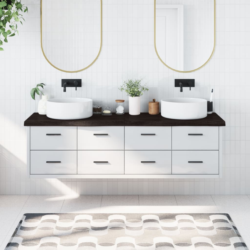 Piano Bagno Marrone Scuro 180x50x(2-6)cm Legno Trattato - Image 4