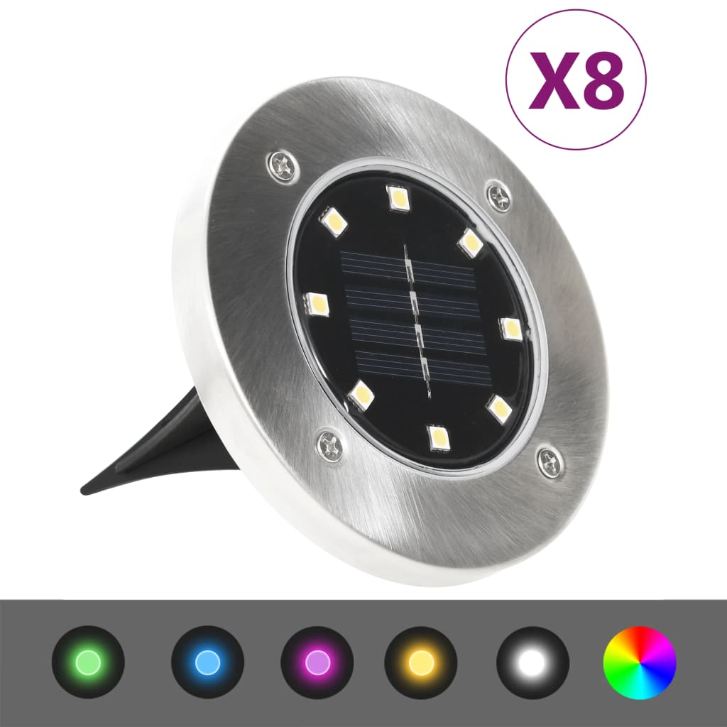 Lampade Solari Da Terra 8 Pz Luci A Led Colore Rgb
