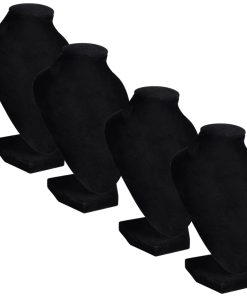 Busto Nero Portagioielli Collane 4 Pz In Flanella 9x8,5x15 cm