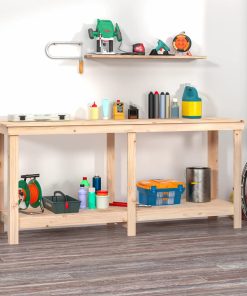 Banco Da Lavoro 180x50x80 Cm In Legno Massello Di Pino