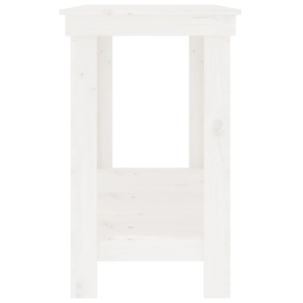 Banco Da Lavoro Bianco 140x50x80 Cm In Legno Massello Di Pino - Image 2