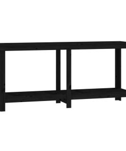 Banco Da Lavoro Nero 180x50x80 Cm In Legno Massello Di Pino