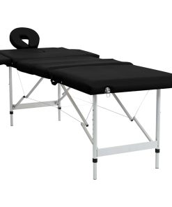 Lettino Pieghevole Da Massaggio Nero 4 Zone Telaio In Alluminio