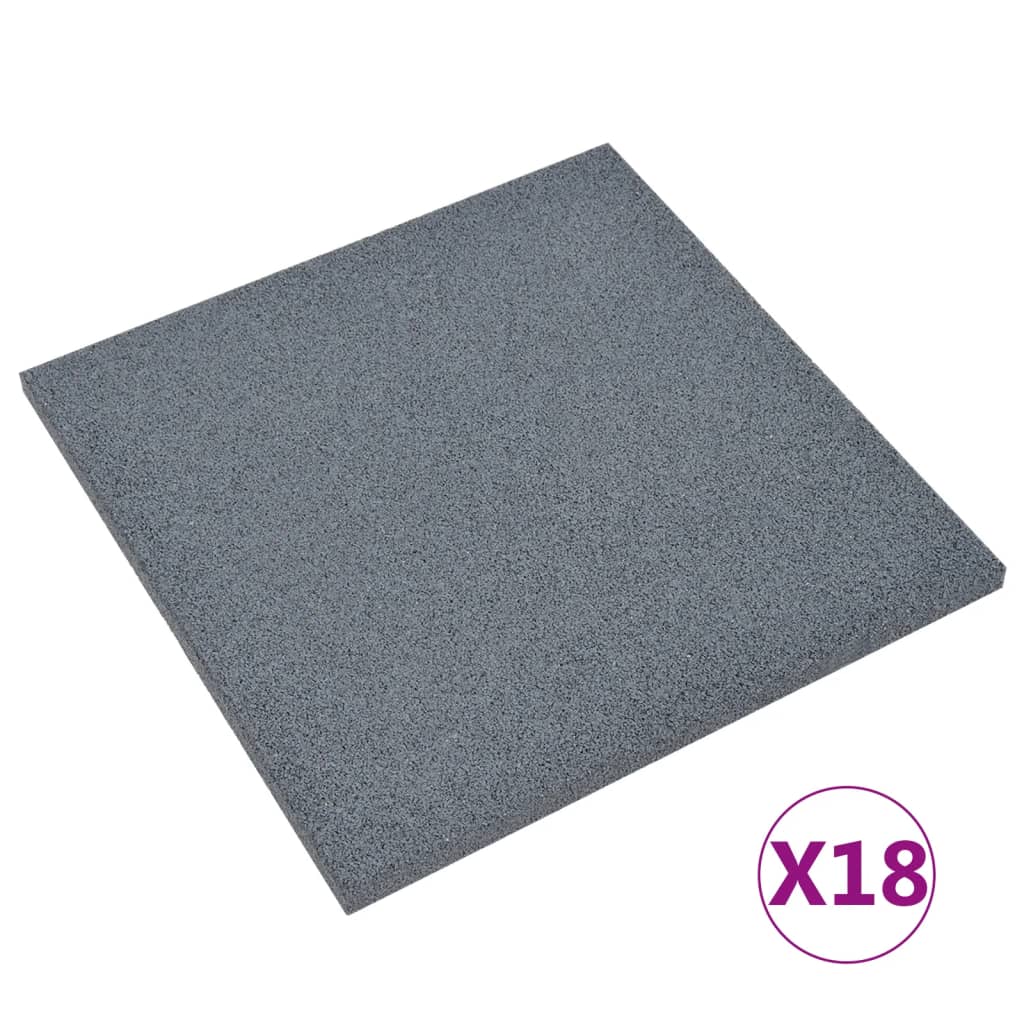 Piastrelle Anticaduta 18 Pz In Gomma 50x50x3 Cm Grigie