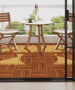 Set 10 Pz Piastrelle Acacia Per Pavimento 30 X 30 Cm Modello Verticale