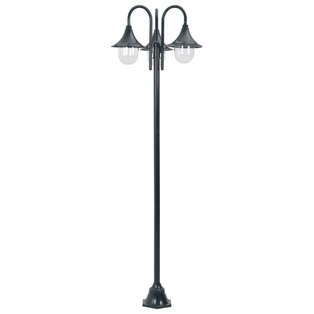 Lampione Da Giardino E27 220 Cm Alluminio 3 Lampade Verde Scuro