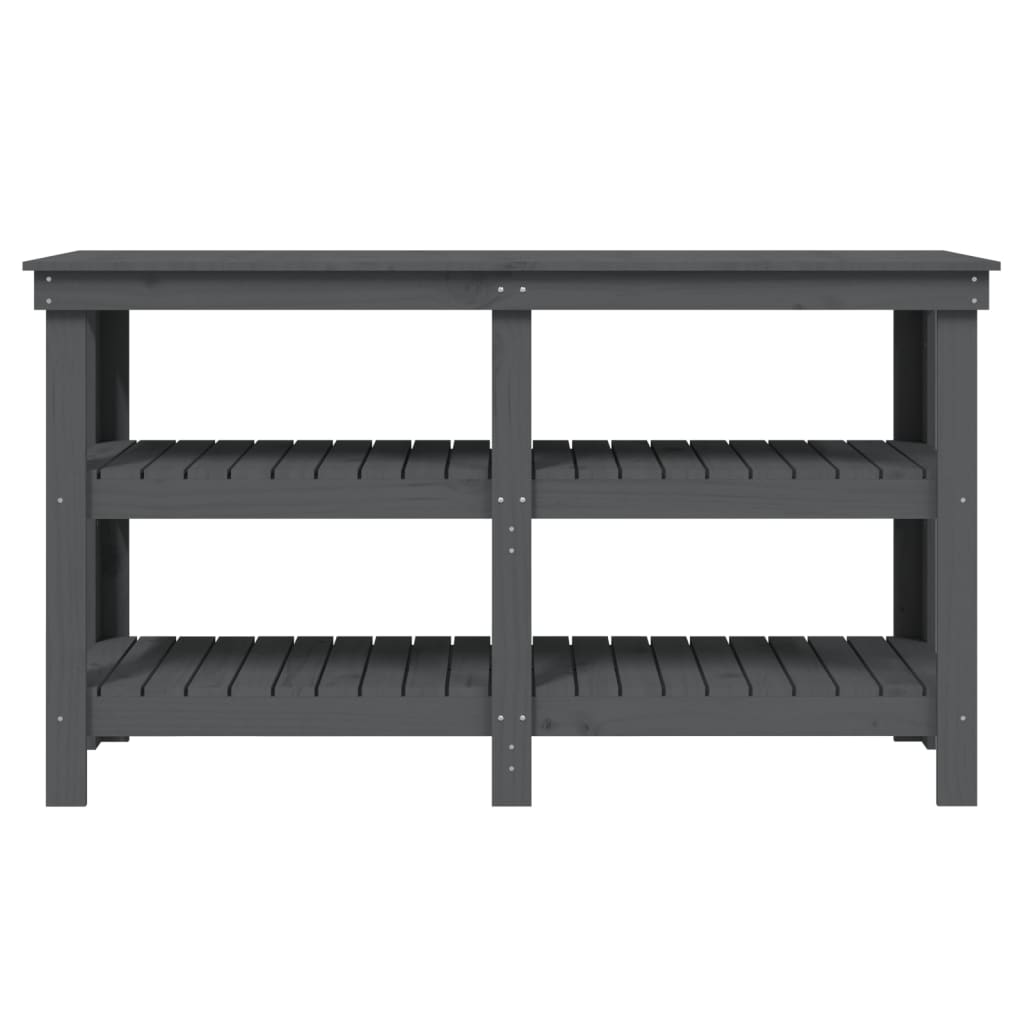 Banco Da Lavoro Grigio 142,5x50x80 Cm In Legno Massello Di Pino - Image 6