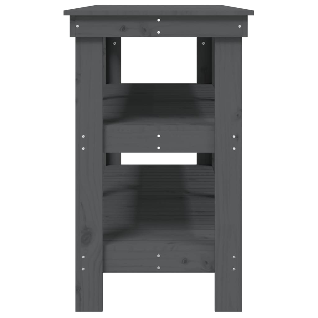 Banco Da Lavoro Grigio 142,5x50x80 Cm In Legno Massello Di Pino - Image 5