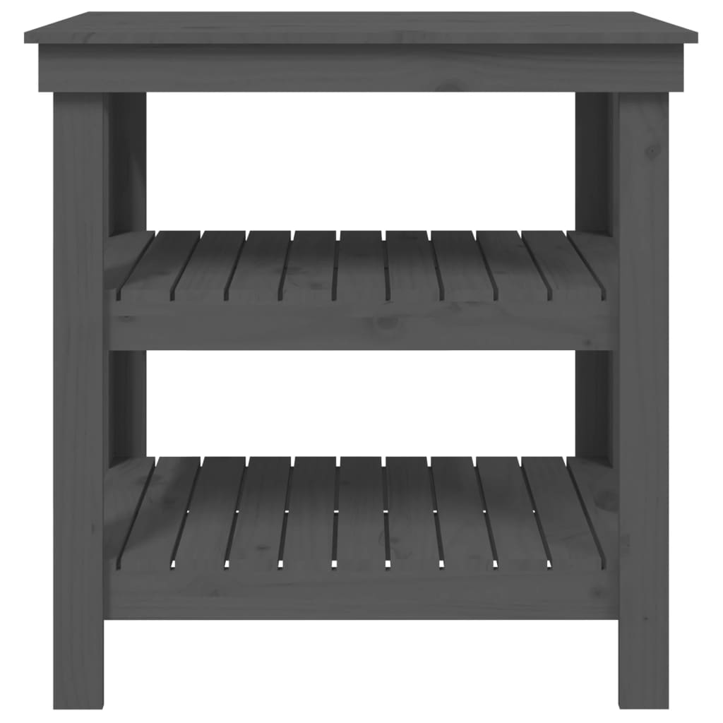 Banco Da Lavoro Grigio 78,5x50x80 Cm In Legno Massello Di Pino - Image 3