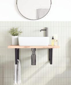 Reggimensole Per Lavabo 2 Pz Nere Trapezio In Acciaio